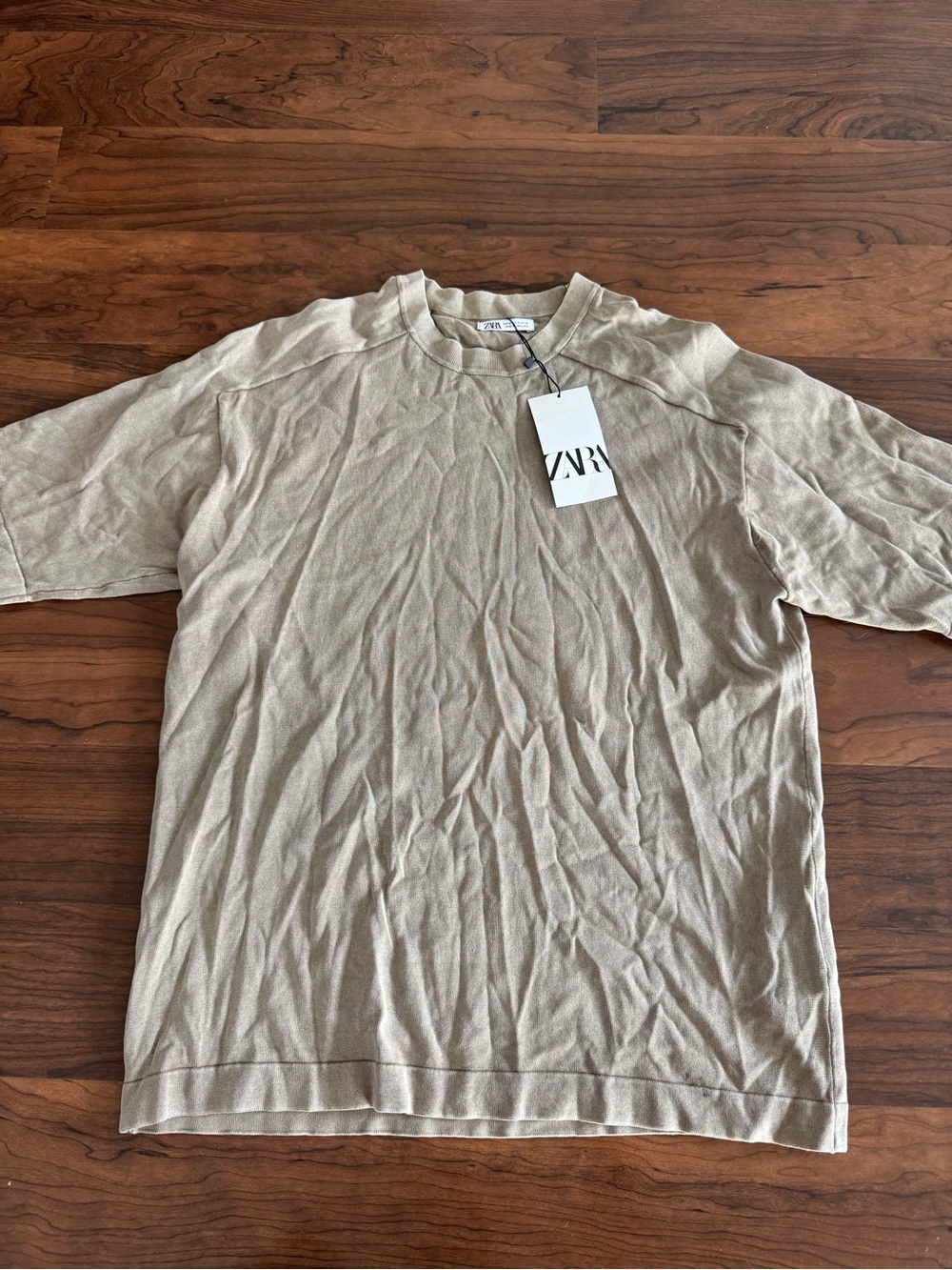 Zara Men’s Tan Short-Sleeve Crewneck Tee